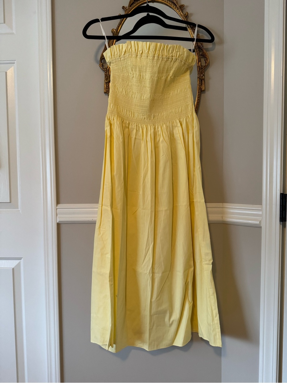 H&M Yellow Smocked Ruffle Strap Dress